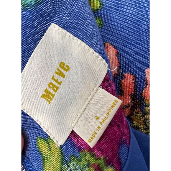 Anthropologie | Maeve | Blue Floral Zippered Rose Pockets Garden Days Skirt Sz 4 - Picture 7 of 9